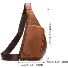 Carica l&#39;immagine nel visualizzatore di Gallery, Genuine Leather Chest Pack Sling Messenger Bags Belt Small Crossbody Bags Men&#39;s Shoulder Bag