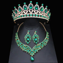 Load image into Gallery viewer, Luxury Crystal Wedding Jewelry Sets For Women Tiara/Crown Earrings Necklace Set dc02 - www.eufashionbags.com