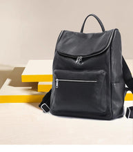 Load image into Gallery viewer, 100% Genuine Leather Large Backpack Black Travel Bag Knapsack School bag - www.eufashionbags.com
