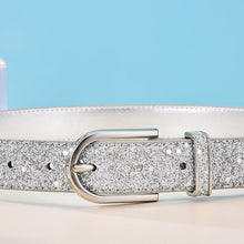 Carica l&#39;immagine nel visualizzatore di Gallery, Fashion Women Glitter Gold Belt Silver Pu Waist Belt
