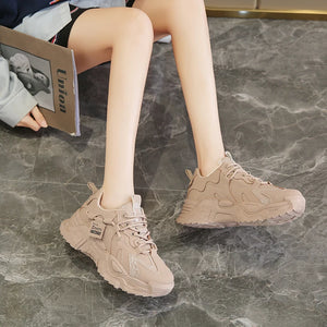 High Quality PU Platform Shoes Women Casual Shoes Breathable Chunky Sneakers