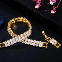 Cargar imagen en el visor de la galería, 2 Row Round Cubic Zirconia Tennis Bracelet unisex Iced Out Bling Hiphop Jewelry b29