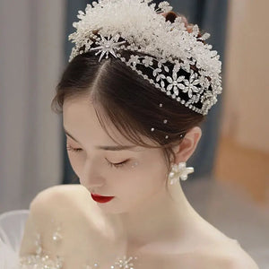 Luxury Crystal Beads Floral Wedding Headbands Bridal Hair Accessories Rhinestone Crown