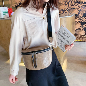 Fashion Crocodile Pattern Shoulder Bag Women PU leather Saddle Bag Luxury Crossbody Bag Designer Chest Handbag Pouch