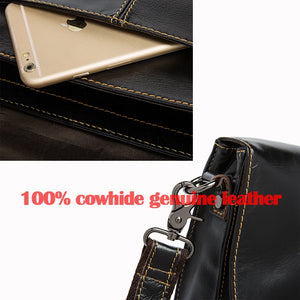 Genuine Leather Shoulder Bag Men's Zip 9.7 ipad Messenger Crossbody Bags
