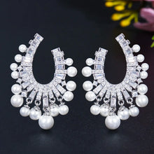 Charger l&#39;image dans la galerie, Fashion Crystal Pearl Tassel Earrings Ethnic Geometric Women Jewelry