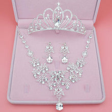 Load image into Gallery viewer, Fashion Crystal Wedding Jewelry Sets Women Tiara Crowns Necklace Earrings Set bj30 - www.eufashionbags.com