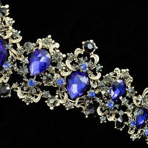 Baroque Bronze Crystal Crown Bridal Tiara Vintage Hair Accessories a16