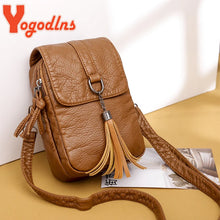Carica l&#39;immagine nel visualizzatore di Gallery, Vintage Tassel Crossbody Bag For Women PU Leather Shoulder Bag Phone Purse Fashion Small Square Bag