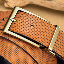 画像をギャラリービューアに読み込む, Men&#39;s Leather Reversible Belt Classic Fashion Business Dress Dot Belts With Rotated Buckle