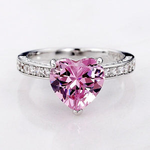 Pink Heart Rings Women Cubic Zirconia Jewelry hr192 - www.eufashionbags.com