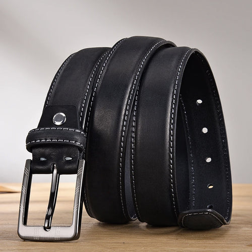 Men Top Layer Leather Casual Belt Vintage Pin Buckle Genuine Leather Belts For Men