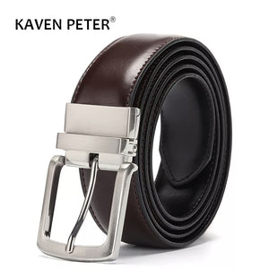 Men's Leather Belt Reversible Buckle Luxury Waist Cowskin Belts For Jeans
