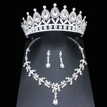 Load image into Gallery viewer, Pink Crystal Bridal Jewelry Sets Women Princess Tiara/Crown Earring Necklace Set dc09 - www.eufashionbags.com