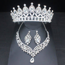Cargar imagen en el visor de la galería, Luxury Crystal Wedding Jewelry Sets For Women Tiara/Crown Earrings Necklace Set dc02 - www.eufashionbags.com