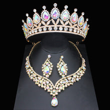 画像をギャラリービューアに読み込む, Luxury Crystal Wedding Jewelry Sets For Women Tiara/Crown Earrings Necklace Set dc02 - www.eufashionbags.com