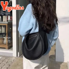 Laden Sie das Bild in den Galerie-Viewer, Vintage Dumpling Shoulder Bag for Women PU Leather Crossbody Bag Simple Solid Color Handbag Large Hobo Bag