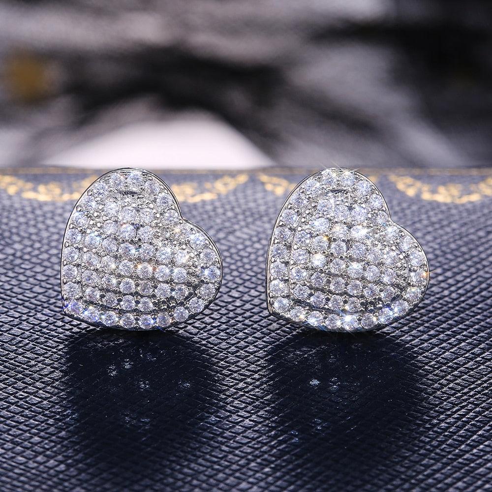 Fashion Dazzling Heart Stud Earrings for Women he130 - www.eufashionbags.com