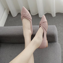 Laden Sie das Bild in den Galerie-Viewer, Pink Women Flats Flock Leather Shoes Heel Pointed Toe Slip on Shoes q5