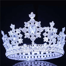 Charger l&#39;image dans la galerie, Royal Crystal Queen King Tiara and Crown Bridal Diadem Wedding Headpiece dc28 - www.eufashionbags.com