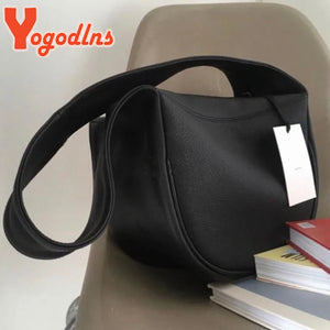 Vintage Dumpling Shoulder Bag for Women PU Leather Crossbody Bag Simple Solid Color Handbag Large Hobo Bag