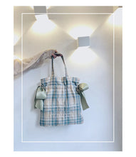 Load image into Gallery viewer, Plaid Women Shoulder Bag Soft Cloth Fabric Handbag Large Cotton Tote Bow Canvas Bags a28