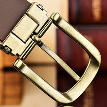 Load image into Gallery viewer, Classic Trousers Belt Cow Genuine Leather Luxury Strap For Men Jeans Gold Matel Pin Buckle