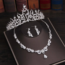 Load image into Gallery viewer, 3PCS Rhinestone Crystal Butterfly Bridal Jewelry Sets Necklace Earring Tiara Set l49