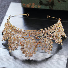 画像をギャラリービューアに読み込む, Baroque Vintage Gold Color Champagne Rhinestone Bridal Tiaras Crown Wedding Hair Accessories