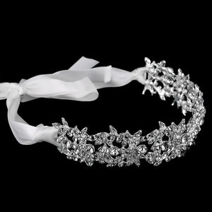 Handmade Crystal Flowers Ribbon Headband Tiaras Crown Wedding Hair Accessories l22