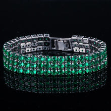 Cargar imagen en el visor de la galería, 3 Row Round Shiny Cubic Zirconia Bracelets for Women Wedding Jewelry Gift b27
