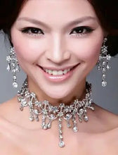 Load image into Gallery viewer, Luxury Silver Color Crystal Flowers Bridal Jewelry Set For Women a20