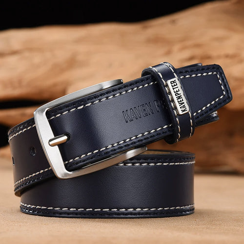 Classic Men's Leather Belt Alloy Pin Buckle Men's Matching Jeans Business Cowhide Belt