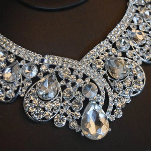 Luxury Rhinestone Bridal Jewelry Sets Crystal Crown Tiaras Necklace Earrings Set a100