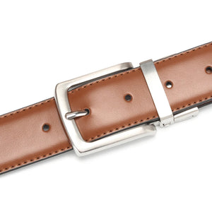 Men's Genuine Leather Belt Reversible For Jeans Rotated Buckle Dress Belts