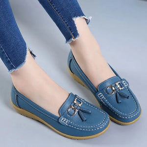 Women Flats Ballet Shoes Leather Breathable Moccasins Women Casual Shoes