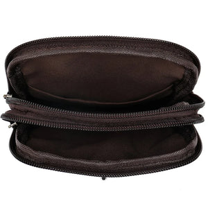 Engraved Small Men's Shoulder Bag Genuine Leather Crossbody Bags Mini Phone Bags