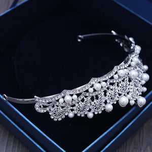 Luxury Baroque Silver Plated Crystal Tiaras Rhinestone Bridal Head Jewelry l16