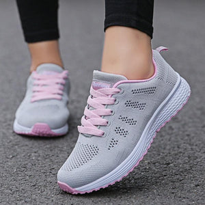 Fashion Women Breathable Sneakers Walking Casual Shoes Mesh Flat Shoes - www.eufashionbags.com