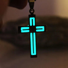 Load image into Gallery viewer, Glowing Necklace CROSS Necklace Stainless Steel Necklace Cross GLOW In The DARK Night Fluorescent Christmas Gift - www.eufashionbags.com