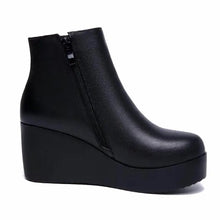 画像をギャラリービューアに読み込む, Genuine Leather Winter Boots Shoes Women Wedges Ankle Boots Warm Shoes x16
