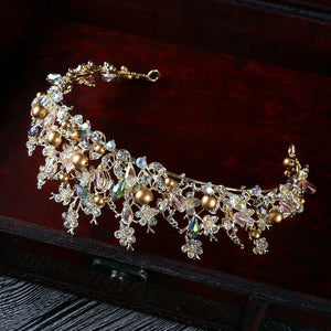 Luxury Crystal Pearls Bridal Crowns Handmade Tiaras Headbands a68