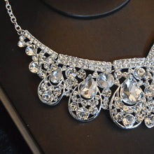 Load image into Gallery viewer, Luxury Rhinestone Bridal Jewelry Sets Crystal Crown Tiaras Necklace Earrings Set a100