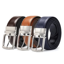 画像をギャラリービューアに読み込む, Men&#39;s Genuine Leather Belt Reversible For Jeans Rotated Buckle Dress Belts