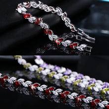 Cargar imagen en el visor de la galería, New Trendy Cubic Zirconia Jewelry Leaf Charm CZ Crystal Bracelets for Women b27