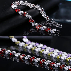 New Trendy Cubic Zirconia Jewelry Leaf Charm CZ Crystal Bracelets for Women b27