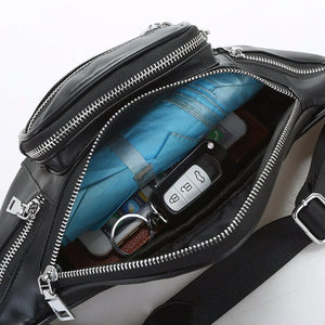 PU leather Belt Waist Bag Women chest Pack Punk Bag cell phone Purse w115
