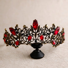 Load image into Gallery viewer, Baroque Retro Red Green Black Crystal Bridal Tiaras Crown Rhinestone Veil Tiara Headband l27