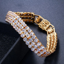Carica l&#39;immagine nel visualizzatore di Gallery, 3 Row Iced Out Hip Hop Bracelets Bling Cubic Zirconia Tennis Bracelet for Men Punk Jewelry Gift
