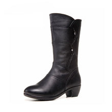 Laden Sie das Bild in den Galerie-Viewer, Women&#39;s Genuine Leather Shoes Boots Knee High Warm Plush Boot
